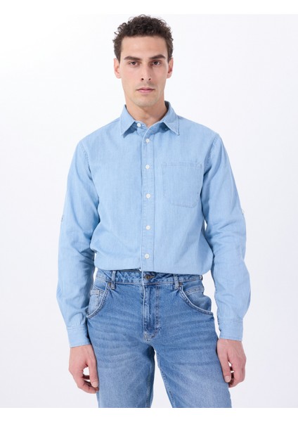 Relaxed Mavi Erkek Denim Gömlek M5SM-GML1045 modelleri