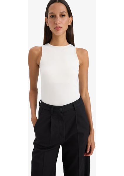 Slim Fit Dar Kesim Halter Yaka Basic Düz Çıtçıtlı Body F0357AX25SM modelleri