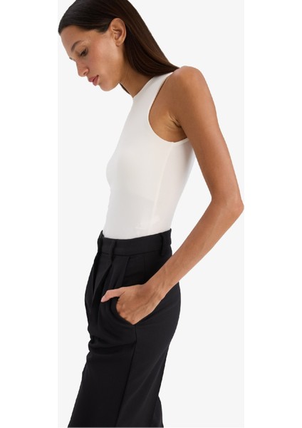 Slim Fit Dar Kesim Halter Yaka Basic Düz Çıtçıtlı Body F0357AX25SM fırsatları