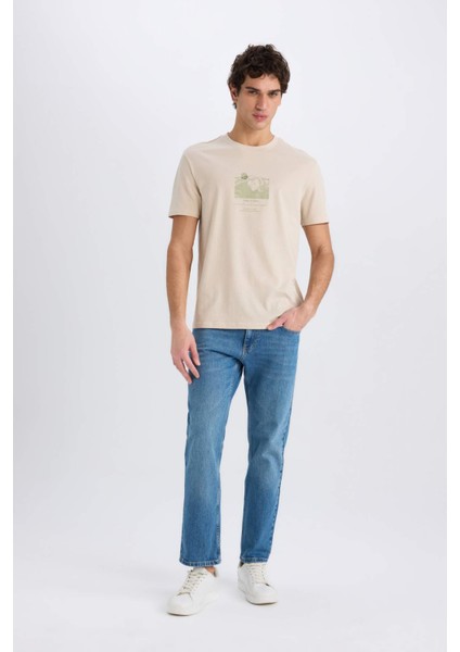 %100 Pamuk Regular Fit Bisiklet Yaka Baskılı Kısa Kollu Tişört E0579AX25SM fiyatları