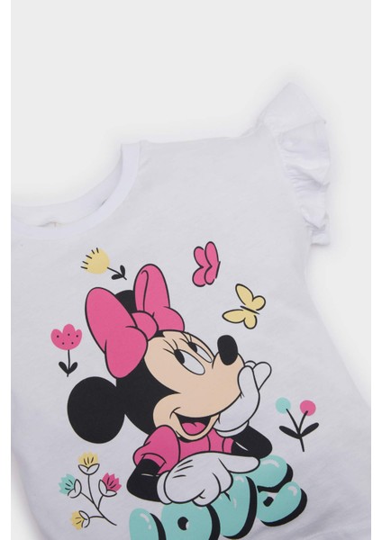 Kız Bebek Disney Mickey & Minnie Bisiklet Yaka Kısa Kollu Tişört E7228A525SM fiyatları