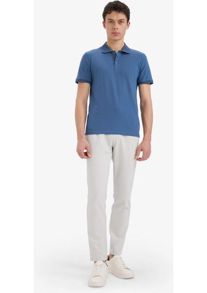Slim Fit Dar Kesim Polo Yaka Kısa Kollu Dokulu Basic Düz Tişört T5259AZ25SM fiyatları