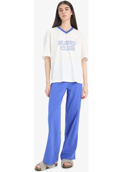 Pijama Takımı Kısa Kollu Pijama Üstü Esnek Belli Uzun Pijama Altı-Fall in Love E0260AX25SP