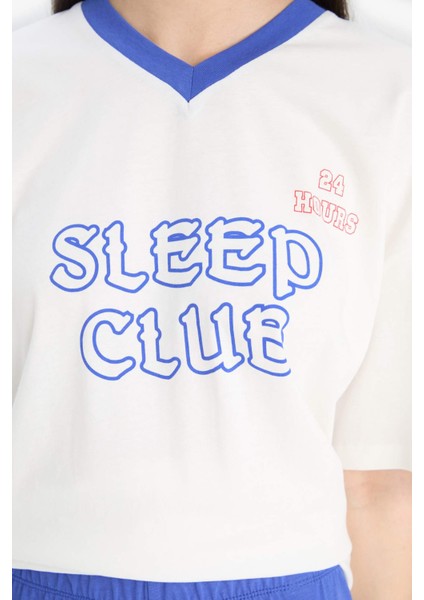 Pijama Takımı Kısa Kollu Pijama Üstü Esnek Belli Uzun Pijama Altı-Fall in Love E0260AX25SP