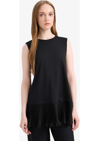Regular Fit Bisiklet Yaka Basic Düz Tesettür Kolsuz Tunik F4754AX25SP