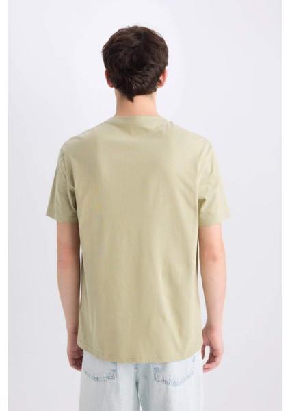 %100 Pamuk Regular Fit Bisiklet Yaka Baskılı Kısa Kollu Tişört E0580AX25SM fırsatları