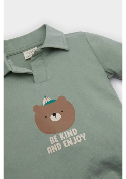 Erkek Bebek 2'li Takım Baskılı Kısa Kollu Polo Tişört Beli Lastikli Şort E8733A525SM modelleri