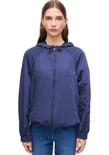 Amiens Lacivert Renk Rahat Kalıp Dik Yaka Düşük Kollu Mont fırsatları