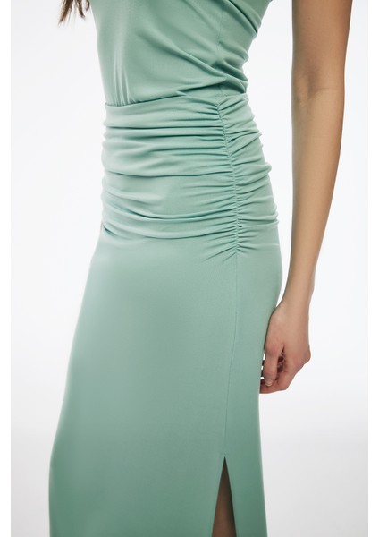 Mint Denias Slim Fit Yüksek Bel Midi Boy Etek
