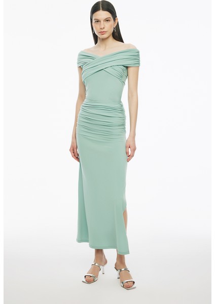 Mint Denias Slim Fit Yüksek Bel Midi Boy Etek