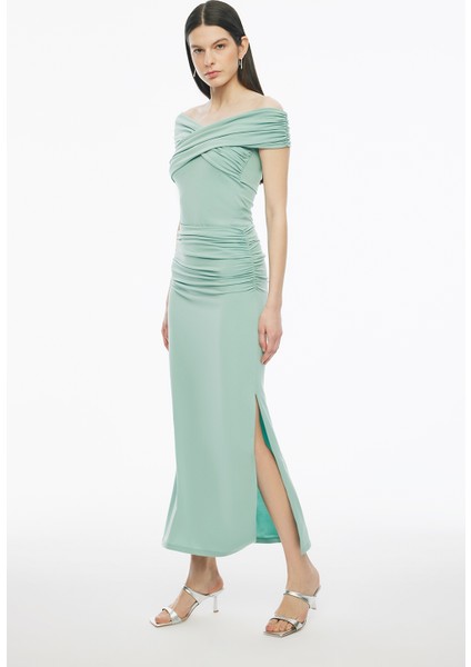 Mint Denias Slim Fit Yüksek Bel Midi Boy Etek