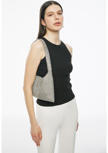 Siyah Daminas Slim Fit Bisiklet Yaka Sıfır Kol Bluz modelleri