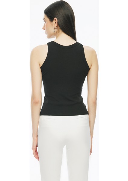 Siyah Daminas Slim Fit Bisiklet Yaka Sıfır Kol Bluz fırsatları