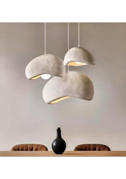 Petra Doğal Taş Efektli 30 cm Çap 3'lü Modern Beton Avize