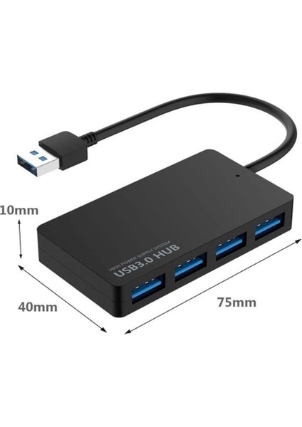 USB 3.0 Dağıtıcı 4 Port Super Speed Veri Hub Adaptörü Notebook Laptop Pc Için Slim