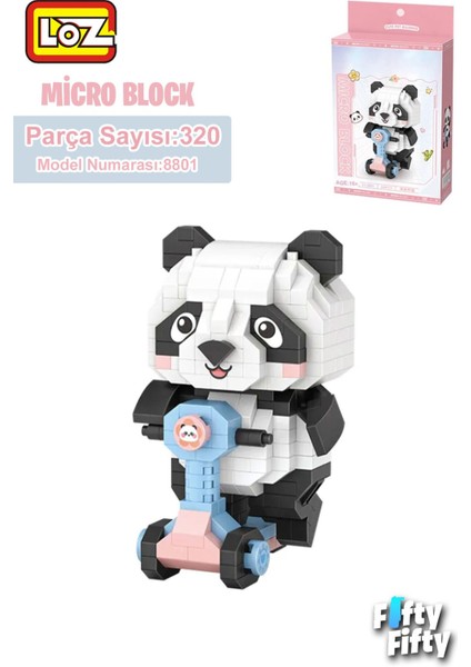 LOZ Micro Block Serisi Panda 320 Parça Oyuncak Yapım Seti FFLZ-8801