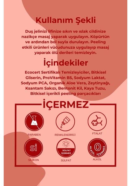 Doğal Duş Jeli Peeling Etkili Sülfatsız Organik