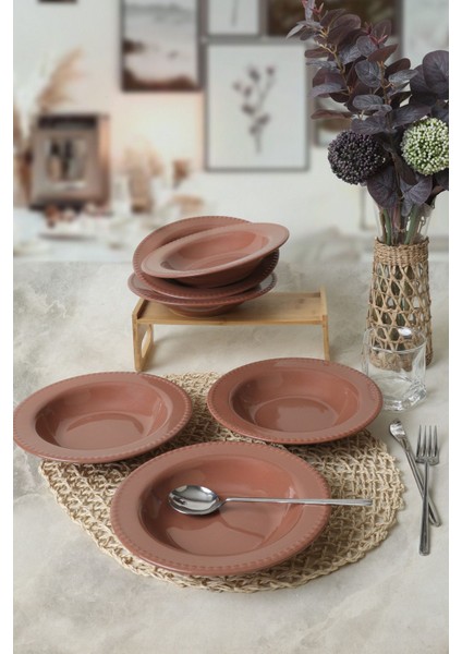 Kahverengi Bella Yemek Tabağı 21 cm 6 Adet 605