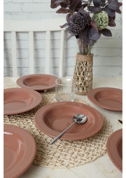 Kahverengi Bella Yemek Tabağı 21 cm 6 Adet 605