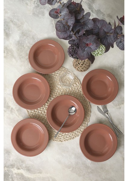 Kahverengi Bella Yemek Tabağı 21 cm 6 Adet 605