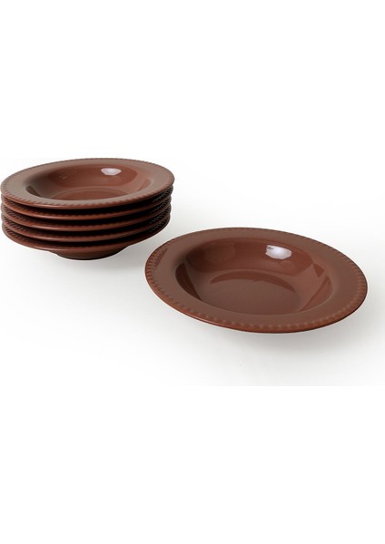 Kahverengi Bella Yemek Tabağı 21 cm 6 Adet 605