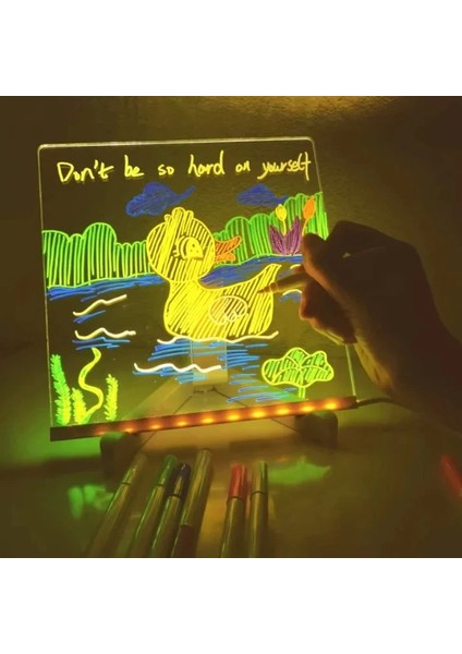 LED Aydınlatmalı Yazı ve Çizim Tahtası - Küçük Boy 20 x 20 cm fiyatları