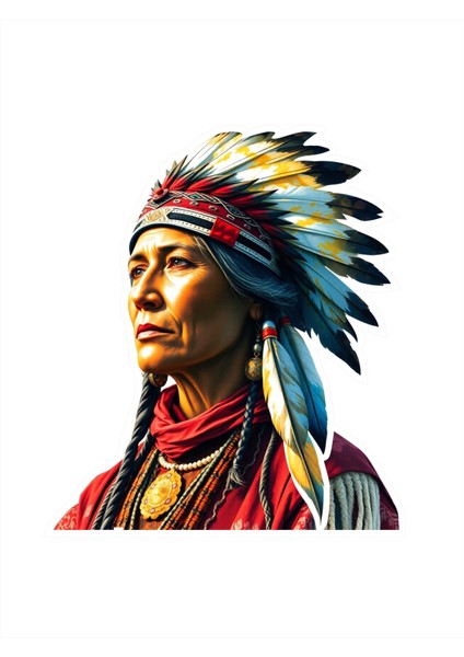 5 Adet 10X9 cm Kızılderili Sticker Araba Motor Kask Defter Masa