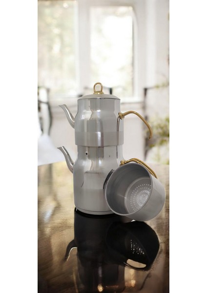 Süzekli Jumbo Boy Altın-Çelik Kulplu Çaydanlık Üstdemlik;1,90 Lt Altdemlik;3,40 Lt fiyatları