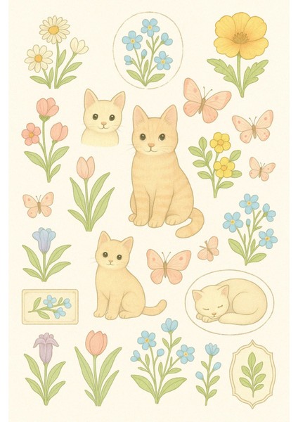 Orman Masalı Ilkbahar Sticker Seti - Kedi, Tavşan ve Sincap Bahar Çıkartmaları - 3 Sayfa fiyatları