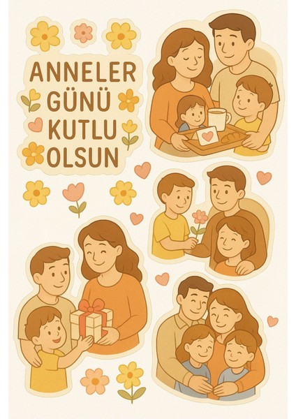 Anneler Günü Stickerları - 3 Sayfa - Anneler Günü Için Tatlı Çıkartmalar