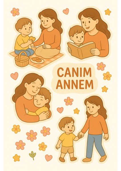 Anneler Günü Stickerları - 3 Sayfa - Anneler Günü Için Tatlı Çıkartmalar