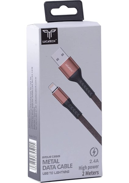 iPhone 7 / 7 Plus Uyumlu Lightning Örgülü Hızlı Şarj kablosu 2 Metre