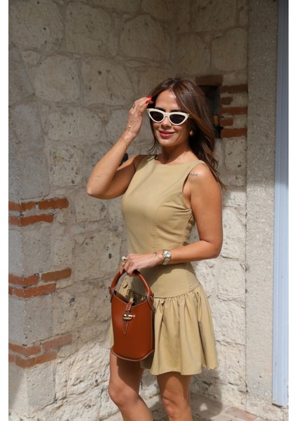 Camel Sırt Detay Elbise