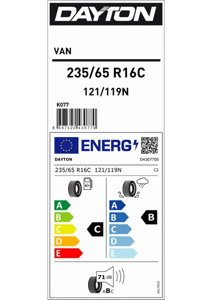 235/65 R16C 121/119N Dayton Van Oto Yaz Lastiği (Üretim Yılı:2025) fiyatları