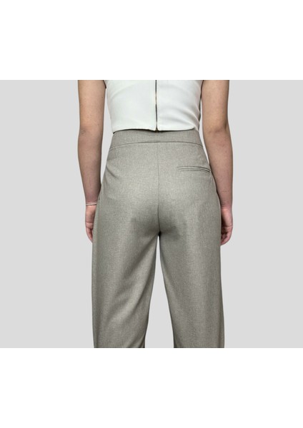 Kadın Bej Palazzo Yüksek Bel Pileli Cepli Bol Paça Pantolon indirimleri