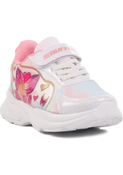 Beyaz-Pembe Fileli Cırtlı Çocuk Spor Ayakkabı 2340 P