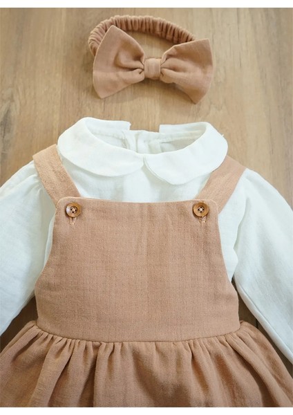 Kız Bebek ve Çocuk Gömlekli Bandanalı Müslin Elbise fiyatları
