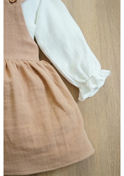 Kız Bebek ve Çocuk Gömlekli Bandanalı Müslin Elbise modelleri