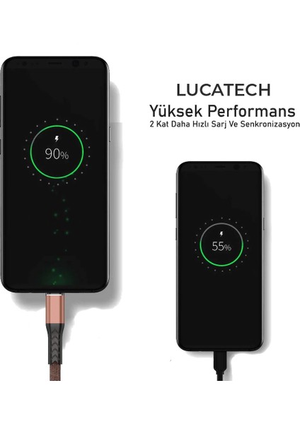 Xiaomii Redmi Note 9 / 9s / 9 Pro / 9 Pro 5g Uyumlu Typec Örgülü Hızlı Şarj Kablosu
