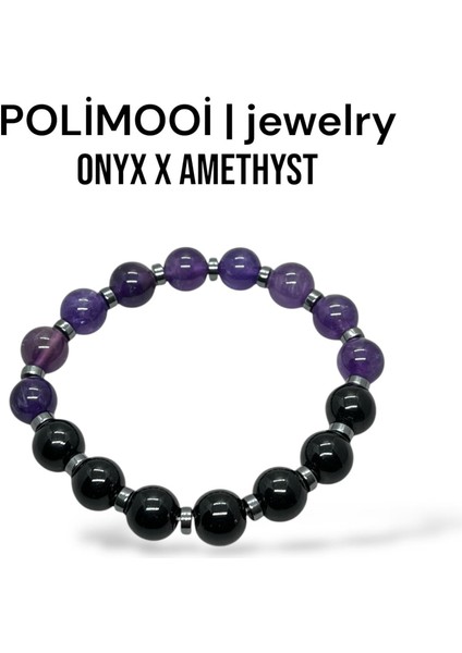 Onix & Ametist Bileklik – Koruma ve Iç Huzurun Güçlü Uyumu