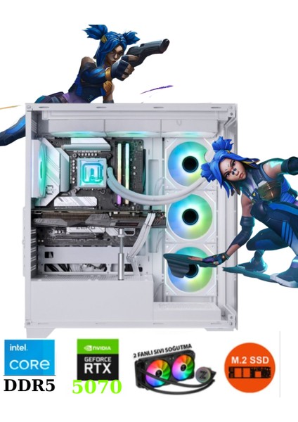 TKDEN-V64 İ5-14400F 16GB Ddr5 1tb SSD B760M RTX5070 12GB 240MM Sıvı Soğutma 750W Psu Oyuncu Pc