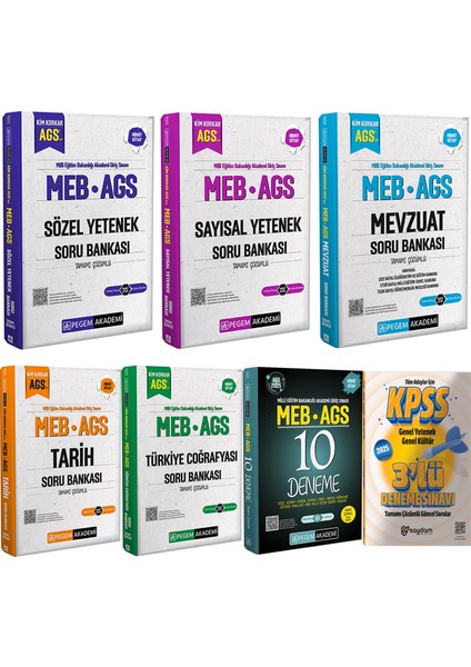 2025 Meb Ags Sözel-Sayısal Yetenek-Mevzuat-Tarih-Türkiye Coğrafyası Soru Bankası Seti-10 Deneme