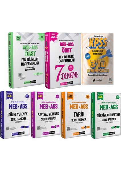 2025 Meb-Ags-Öabt Fen ve Teknoloji Öğretmenliği Çözümlü Soru Bankası-7 Deneme(Ags Soru Bankaları)