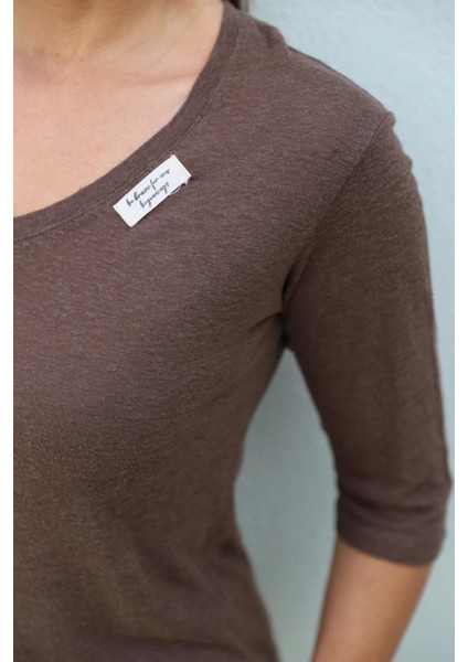 Kahve Keten Tshirt