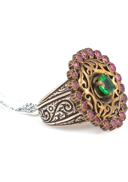 925 Ayar Gümüş ve Bronz Karışımı Taşlı Otantik Yüzük fiyatları