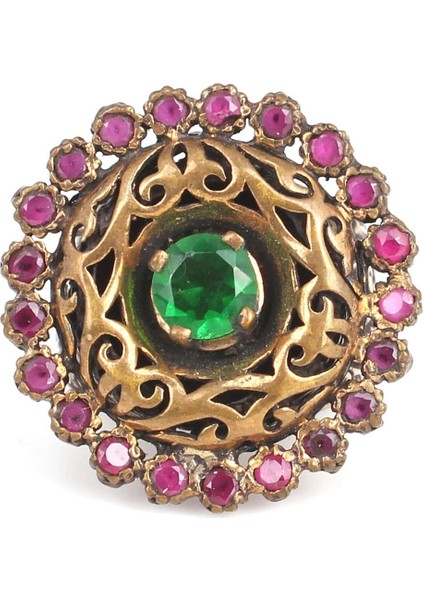 925 Ayar Gümüş ve Bronz Karışımı Taşlı Otantik Yüzük indirimleri