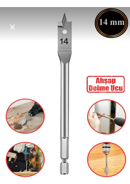 Ağaç Yaprak Matkap Ucu Hex Saplı 14 mm