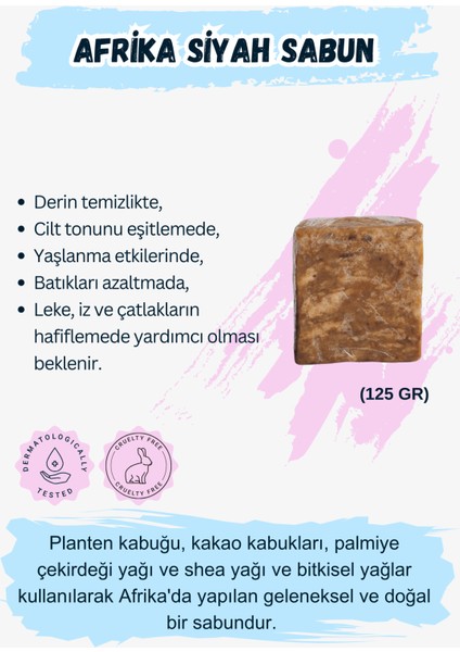 125GR Afrika Siyah Sabun, %100 Saf ve Doğal