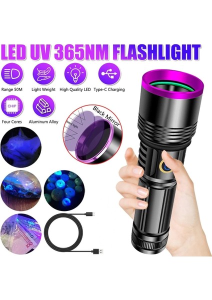 F.B.I F-365 Uv 20w Şarjlı 26650 Pilli Profesyonel El Feneri