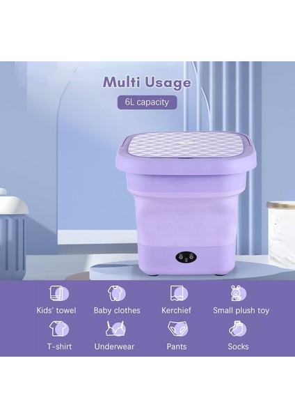 Mini Katlanabilir Çamaşır Makinesi Kamp, Karavan, Seyahat, 220V Girişli